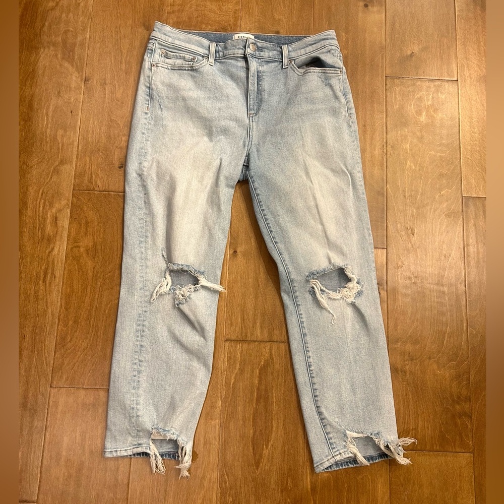 Pistola Light Blue Distressed straight tapered ankle Jeans 32